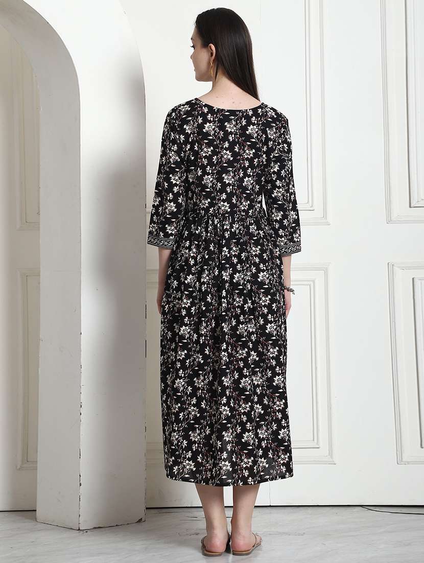 women printed three quarter sleeve maternity wear dress - 22357839 -  Standard Image - 3