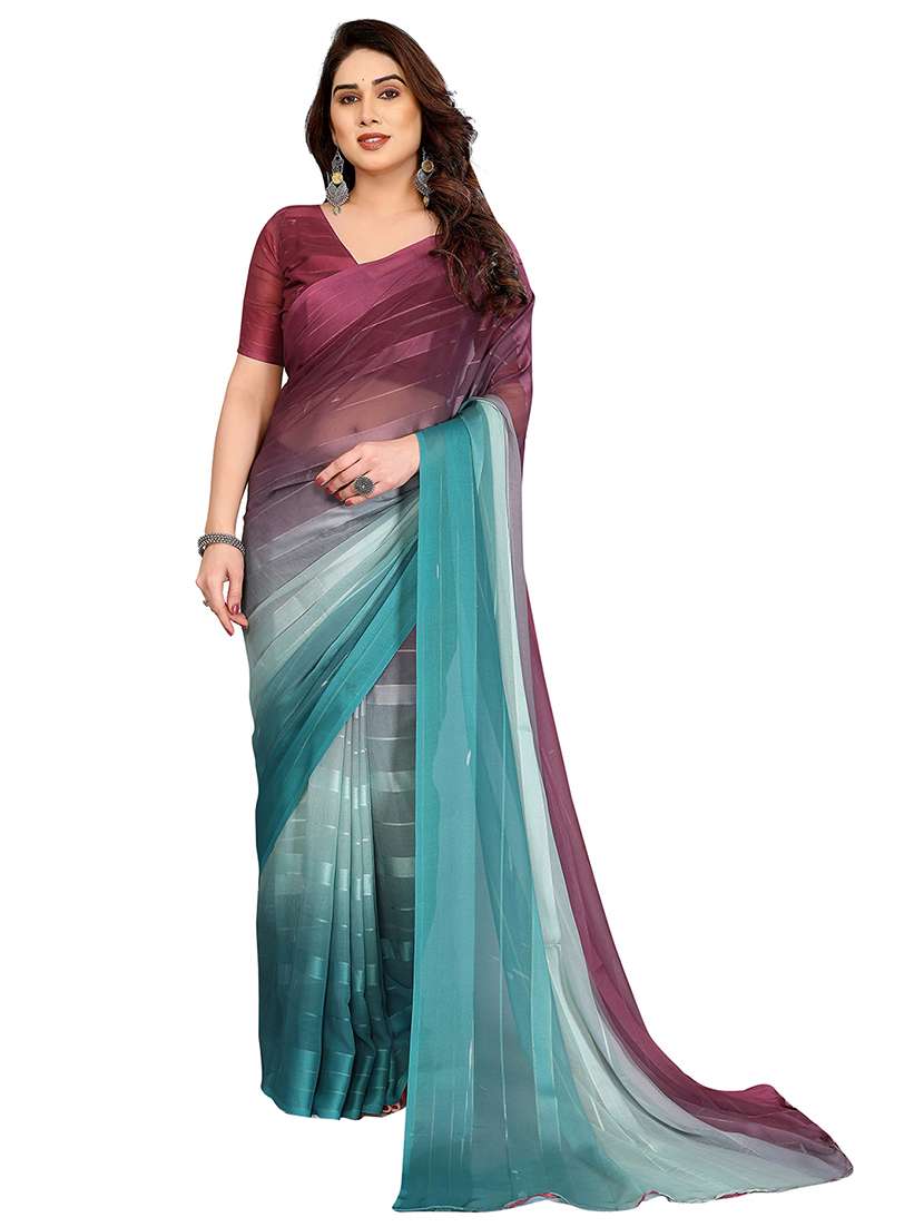 women printed casual wear saree with blouse
