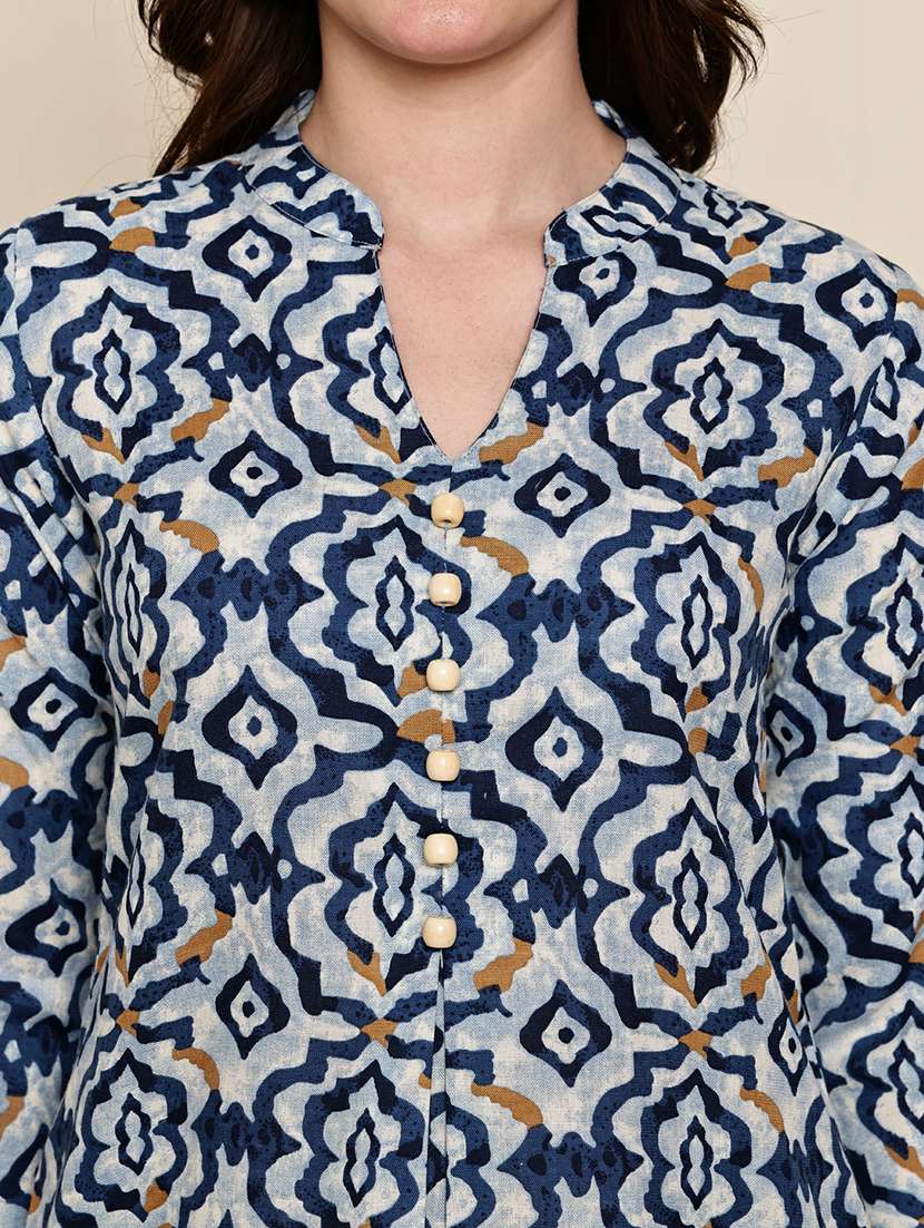 women printed three quarter sleeve kurta pant set - 22357940 -  Standard Image - 5