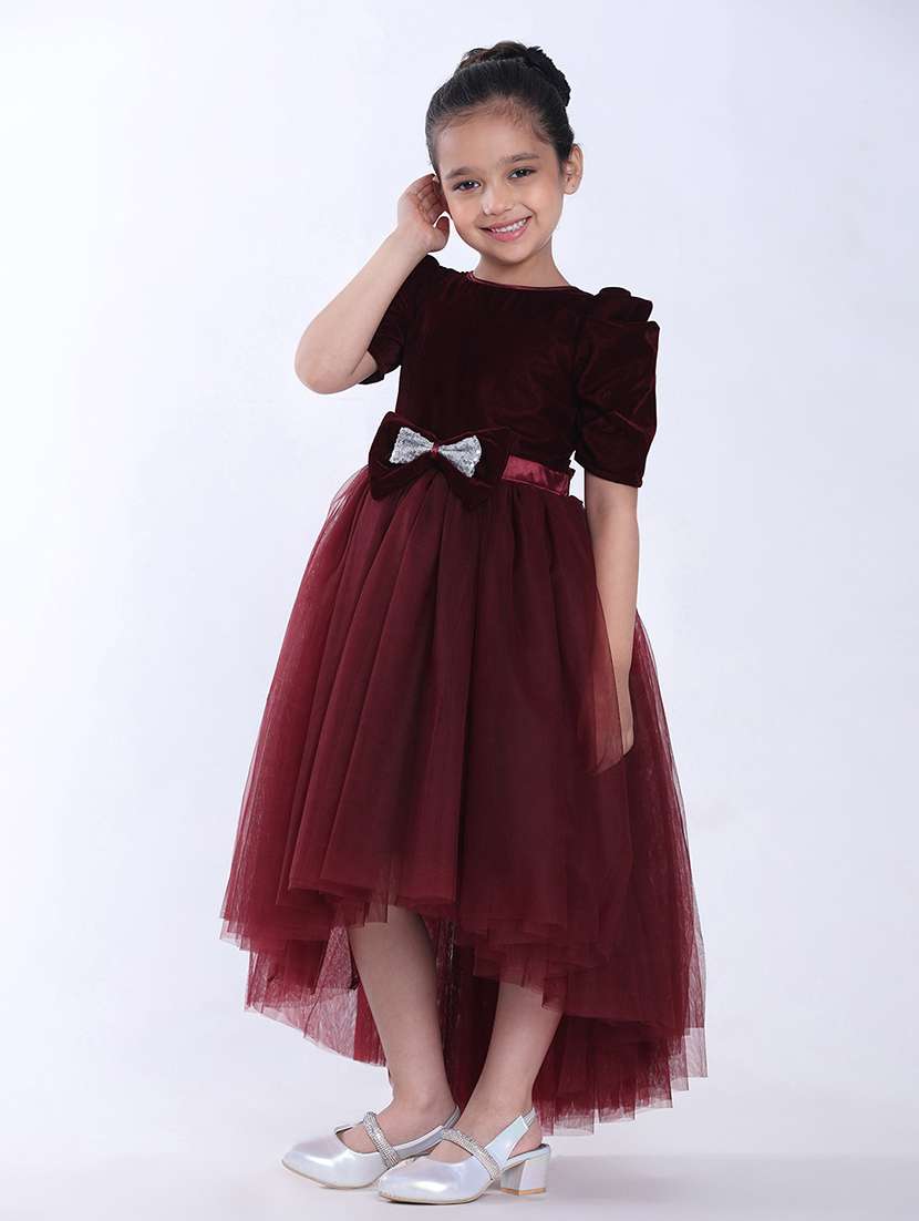 women self designed puff sleeve high low dress
