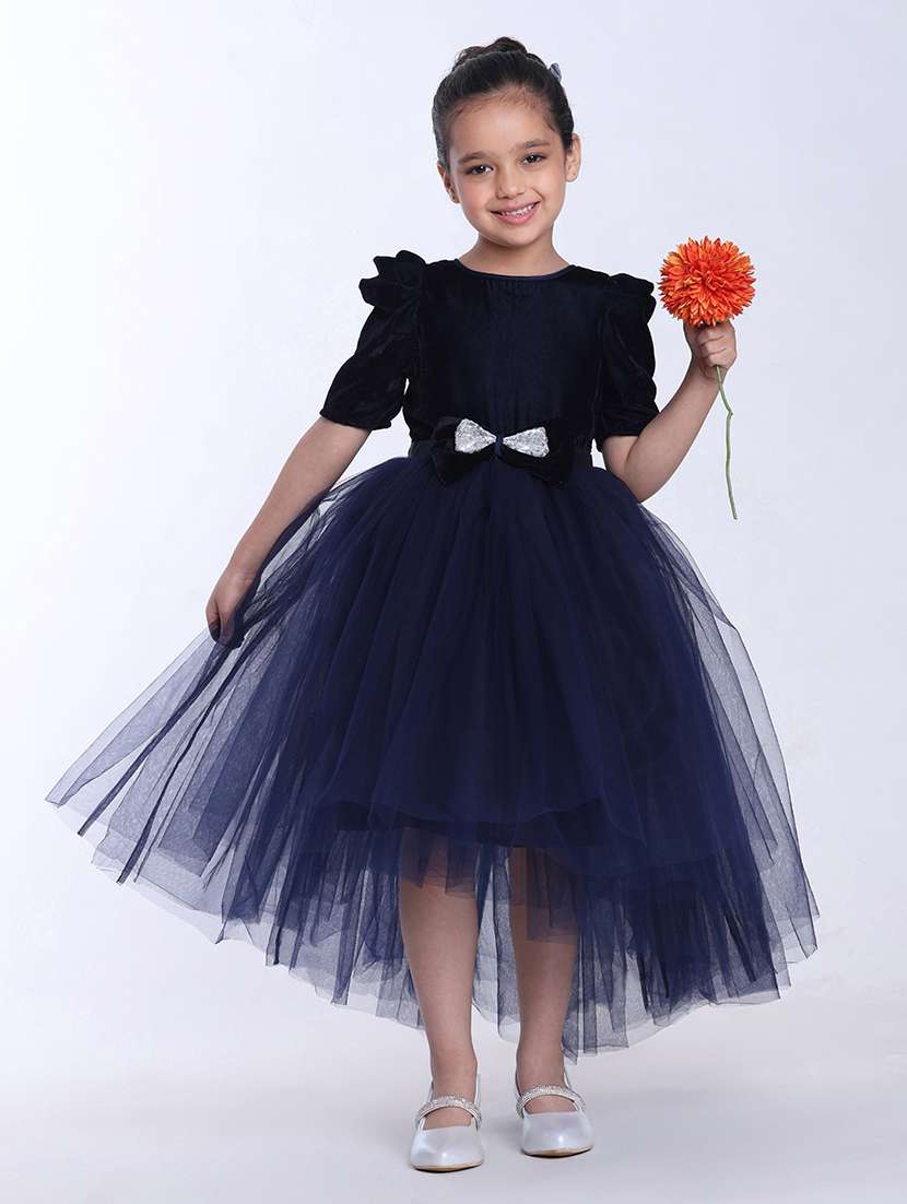 women self designed puff sleeve high low dress