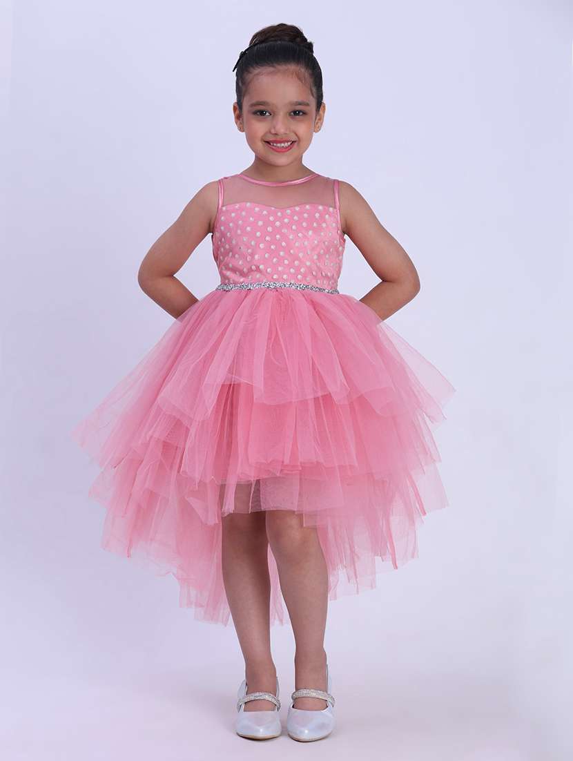 girls embellished sleeveless layered dress