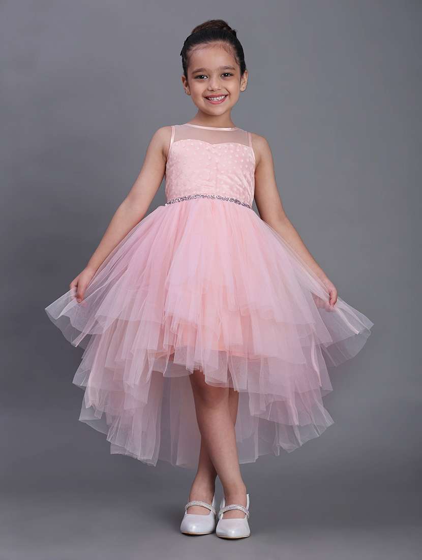 girls embellished sleeveless layered dress