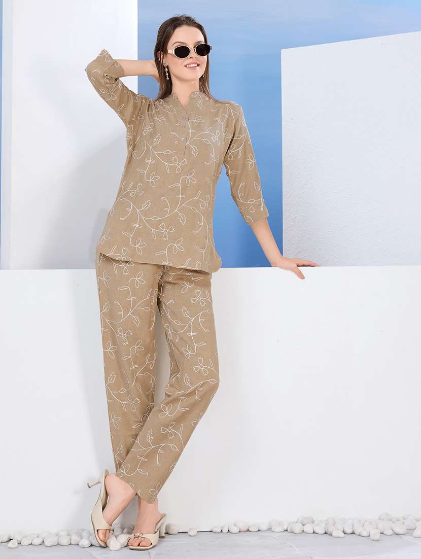 women embroidered top and trouser co-ord set