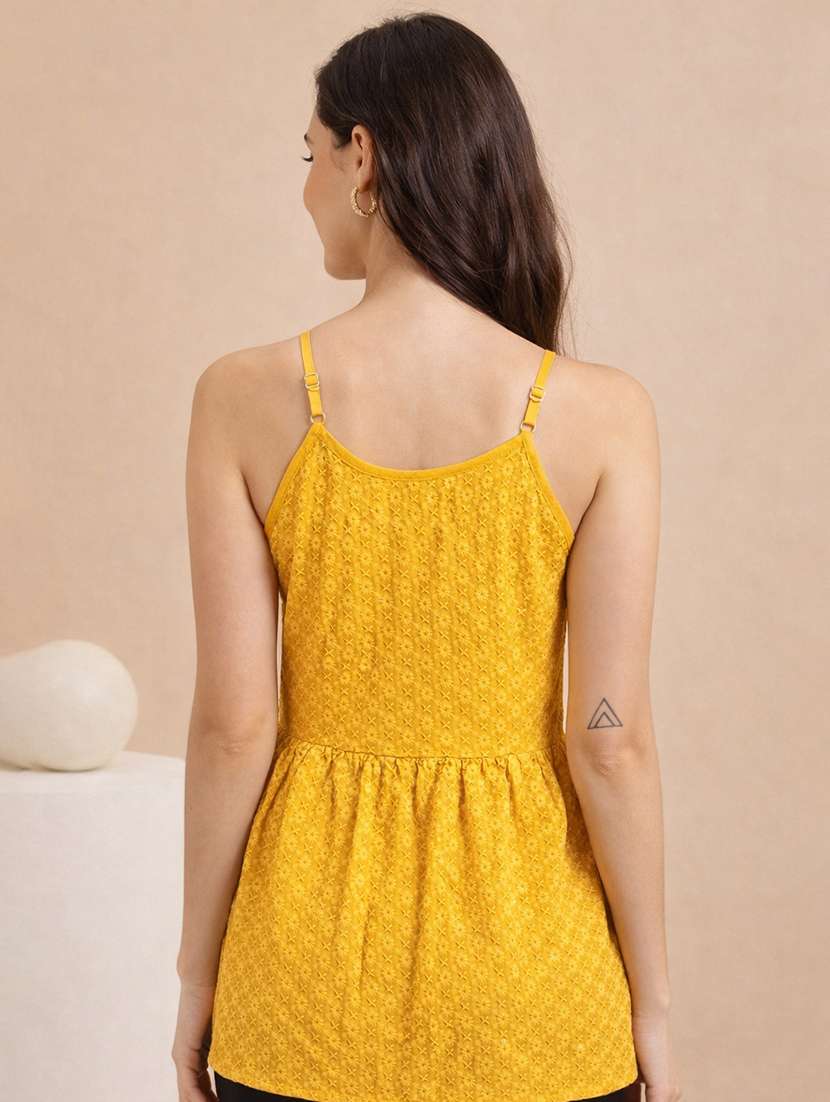 women embroidered shoulder strap peplum top - 22357990 -  Standard Image - 3