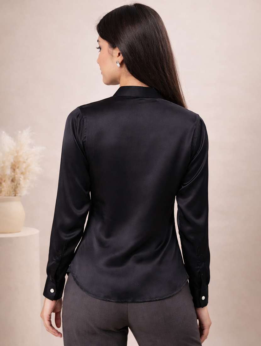 women solid long sleeve shirt top - 22357992 -  Standard Image - 3