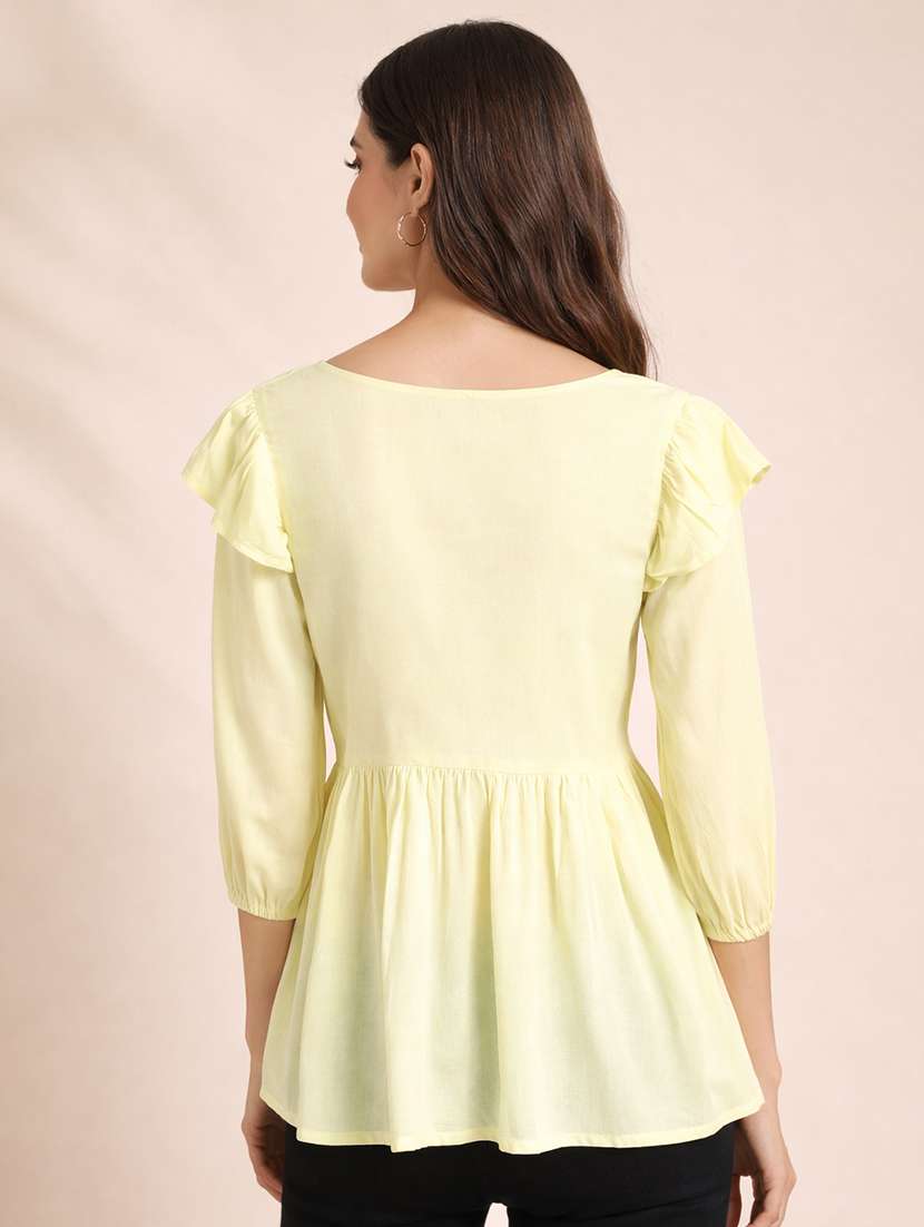 women embroidered round neck peplum top - 22357994 -  Standard Image - 3