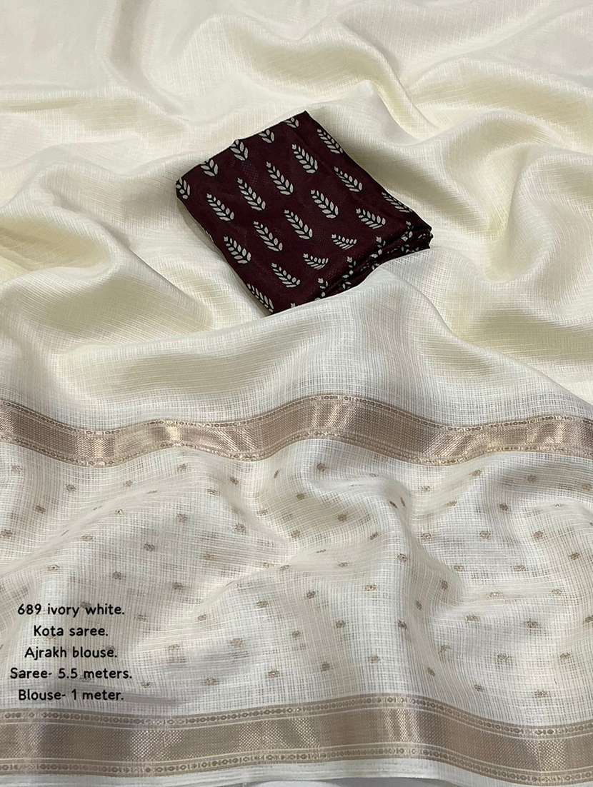 women solid kota doria saree with blouse - 22358009 -  Standard Image - 3