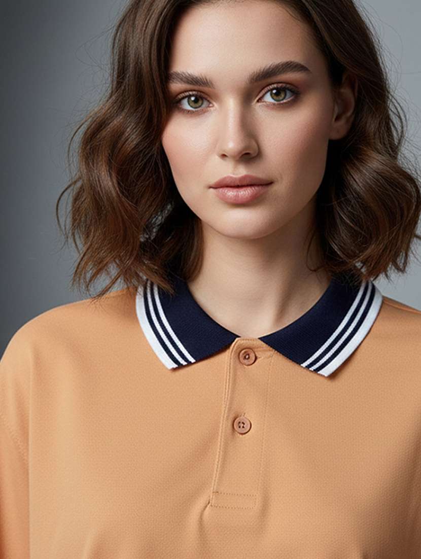 women solid short sleeve oversized polo t-shirt - 22358206 -  Standard Image - 3