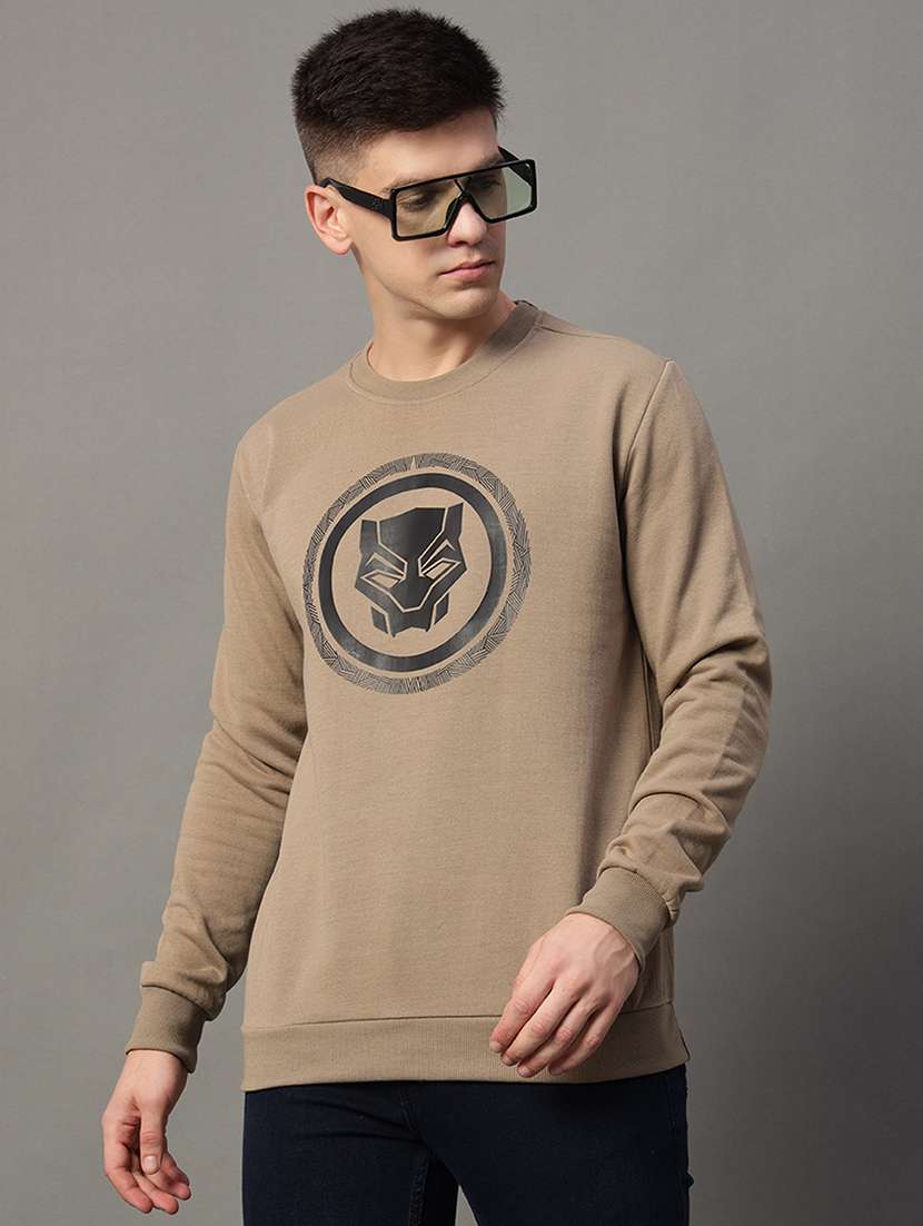 men chest print long sleeve regular fit sweatshirt