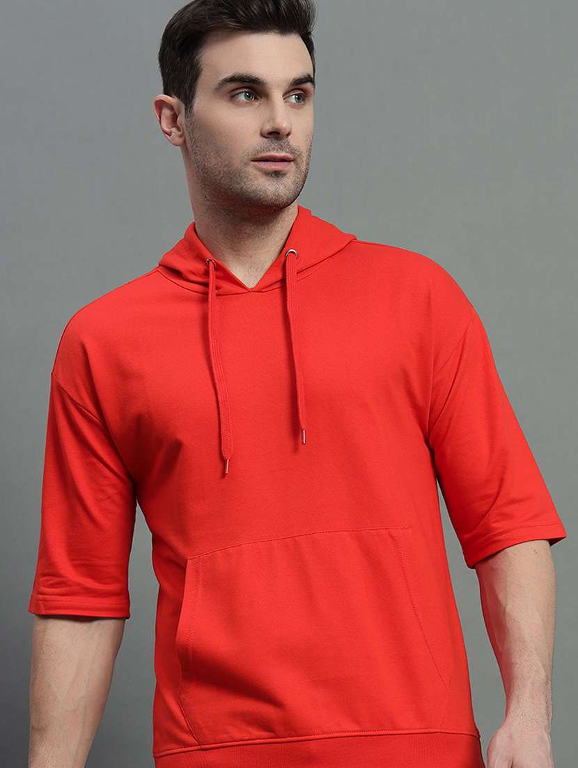 men solid short sleeve regular fit sweatshirt