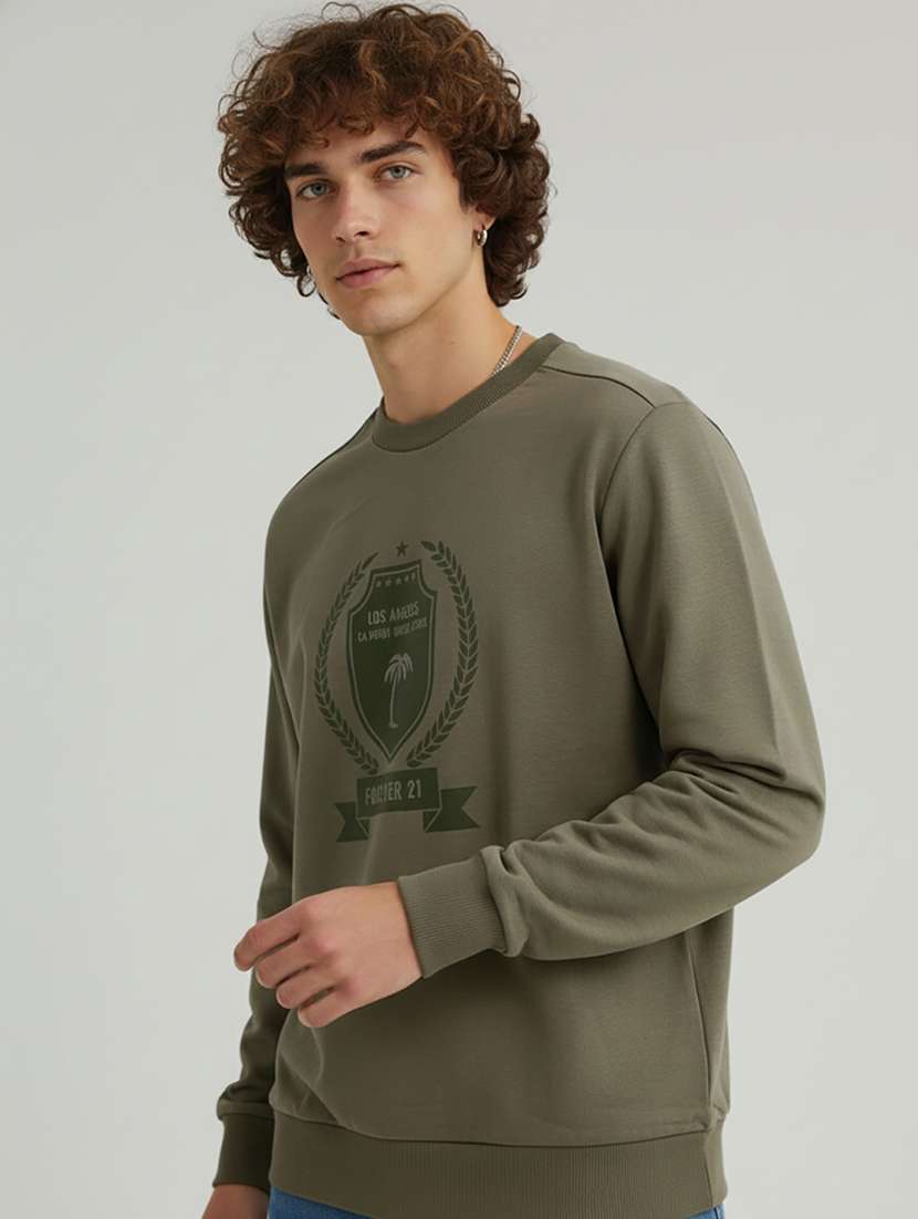 men printed long sleeve regular fit sweatshirt