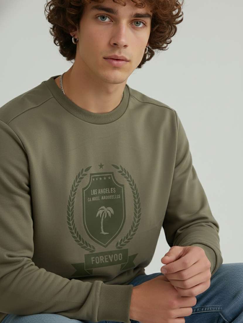 men printed long sleeve regular fit sweatshirt - 22358270 -  Standard Image - 3