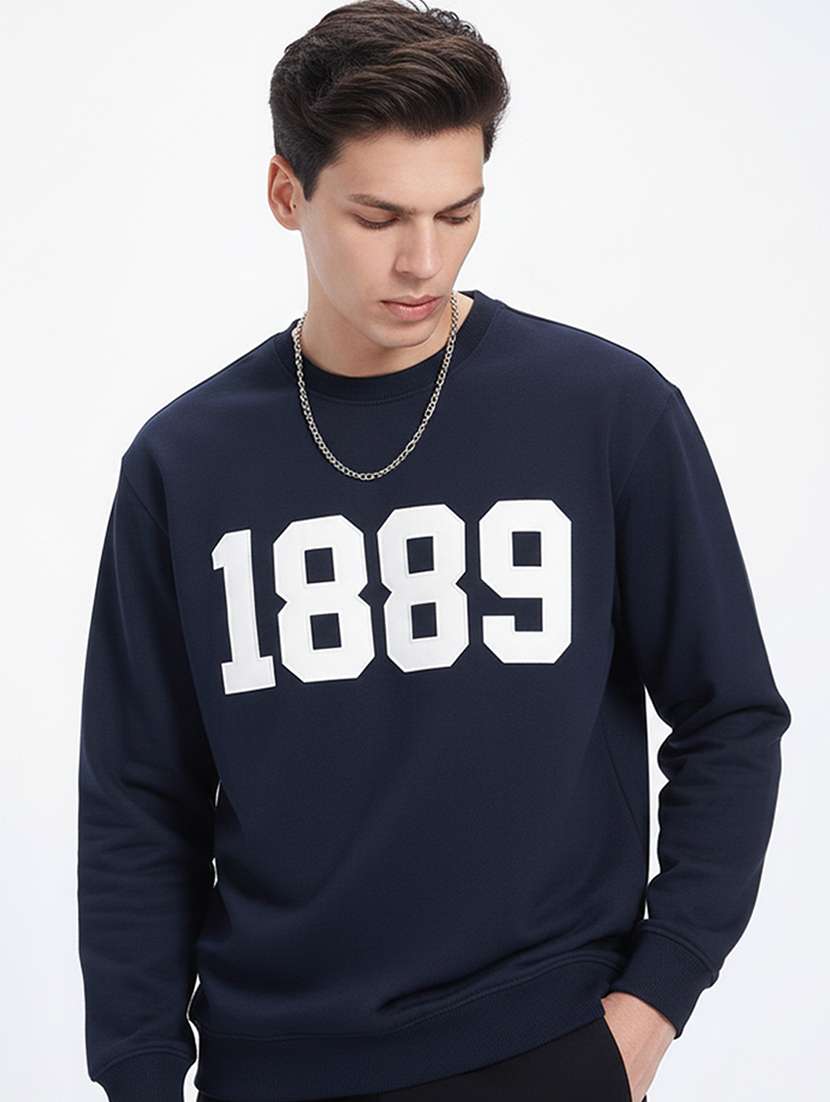 men typographic long sleeve regular fit sweatshirt