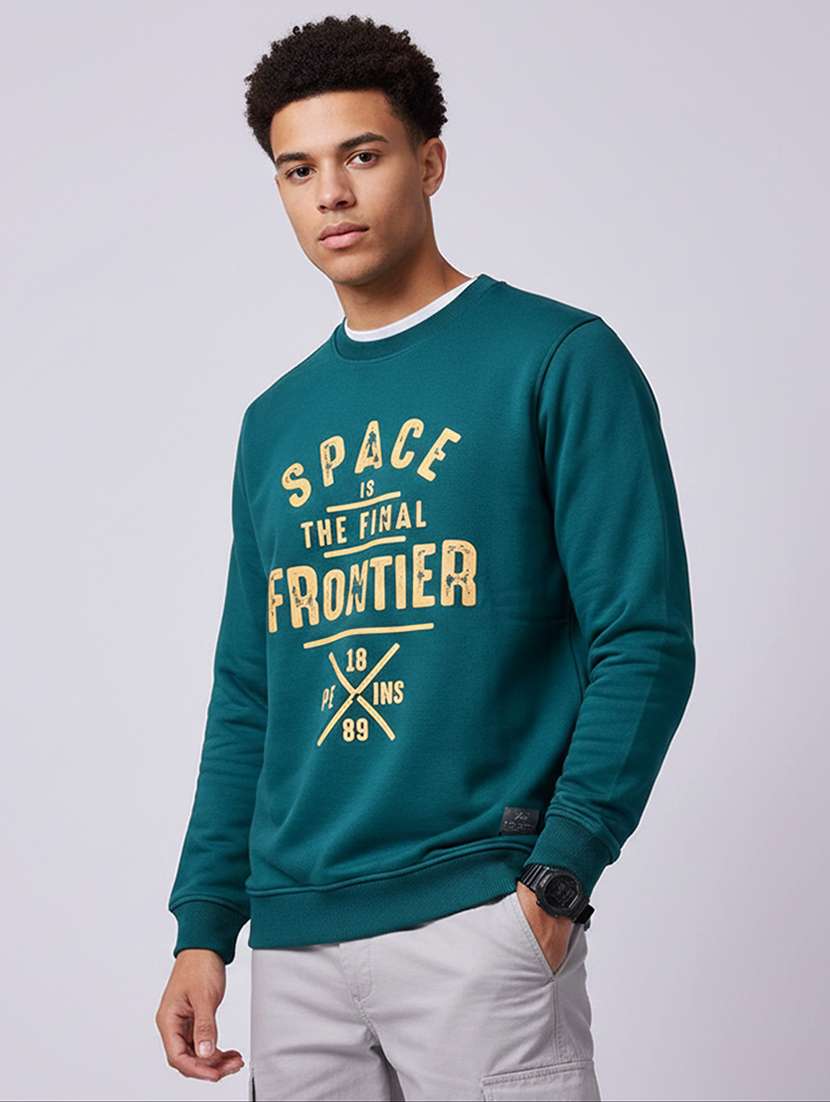 men typographic long sleeve regular fit sweatshirt