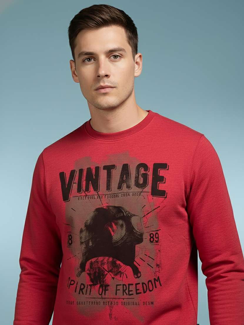 men printed long sleeve regular fit sweatshirt