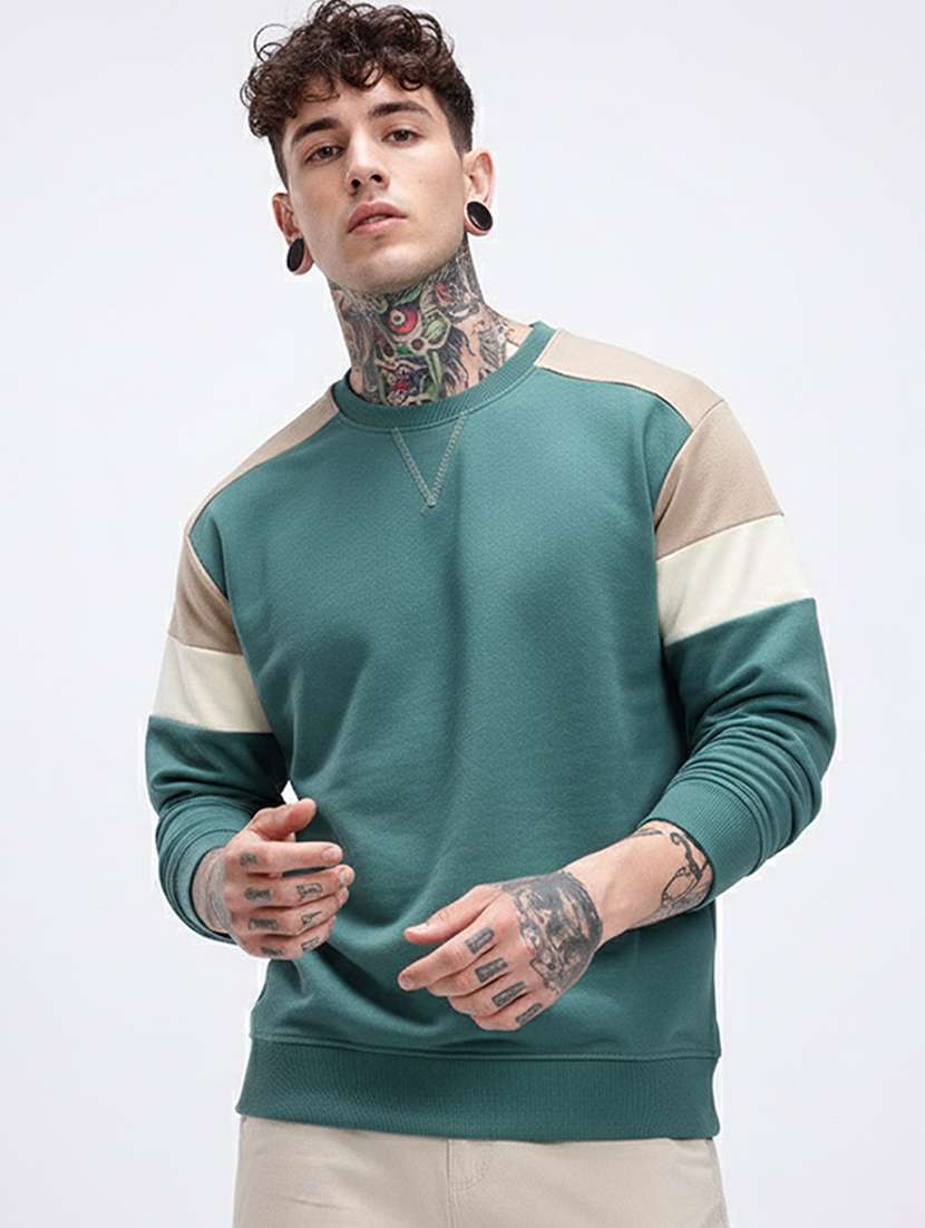 men color block long sleeve regular fit sweatshirt