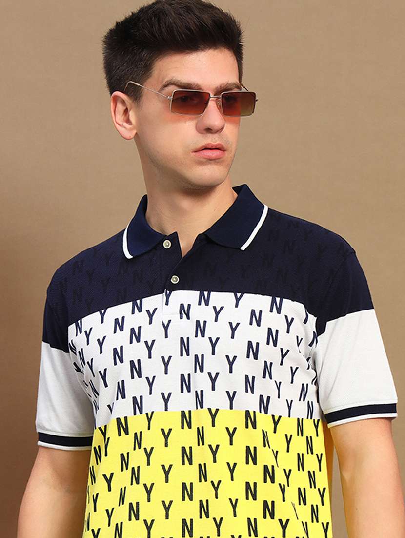 men printed short sleeve regular fit polo t-shirt