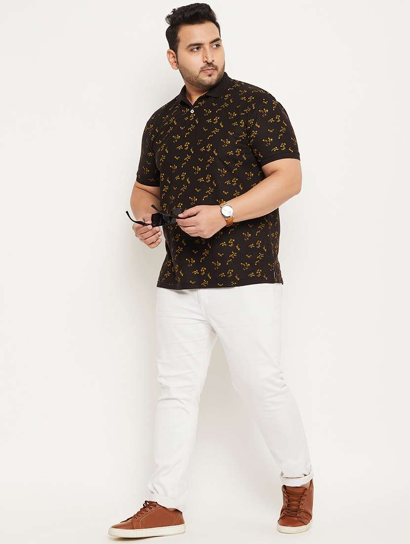 men plus size floral short sleeve regular fit polo t-shirt - 22358528 -  Standard Image - 3