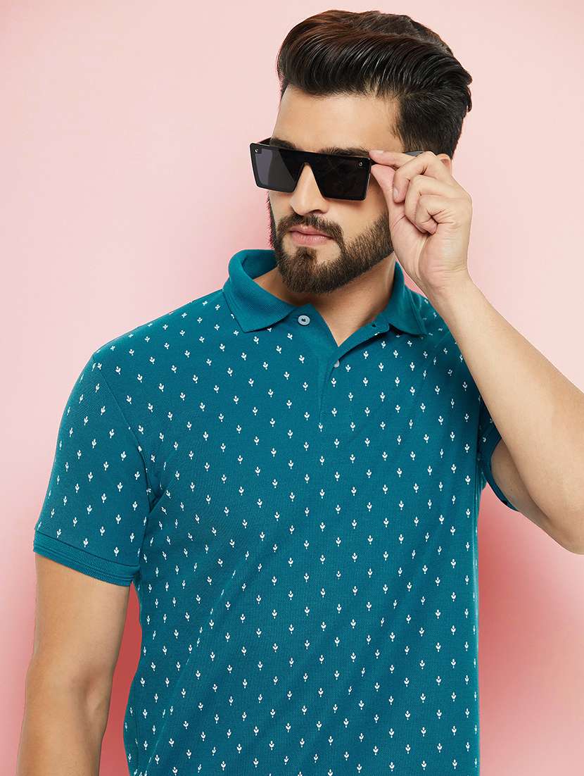 men printed short sleeve regular fit polo t-shirt