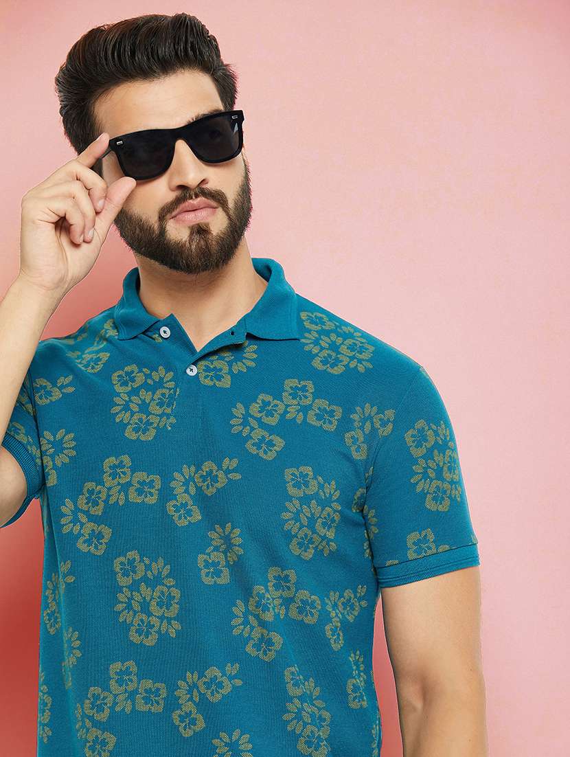 men floral short sleeve regular fit polo t-shirt