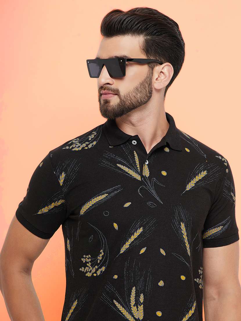 men printed short sleeve regular fit polo t-shirt