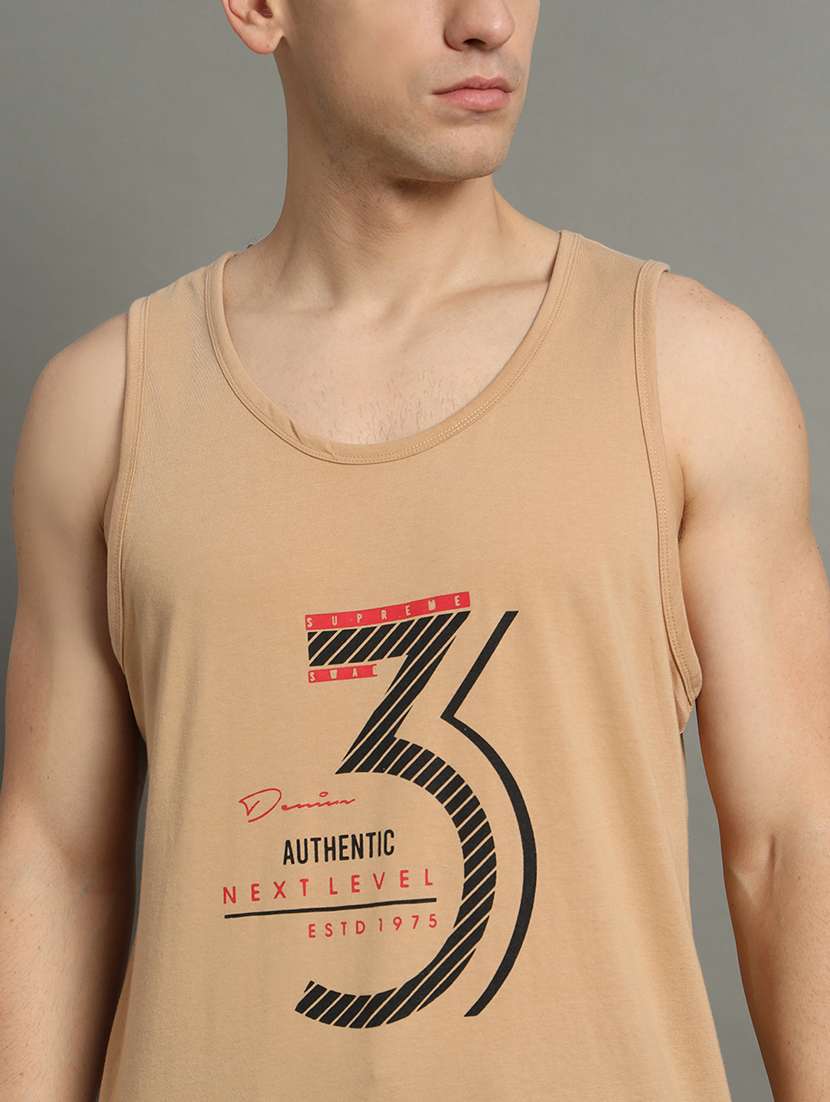 men typographic sleeveless regular fit t-shirt - 22358546 -  Standard Image - 3