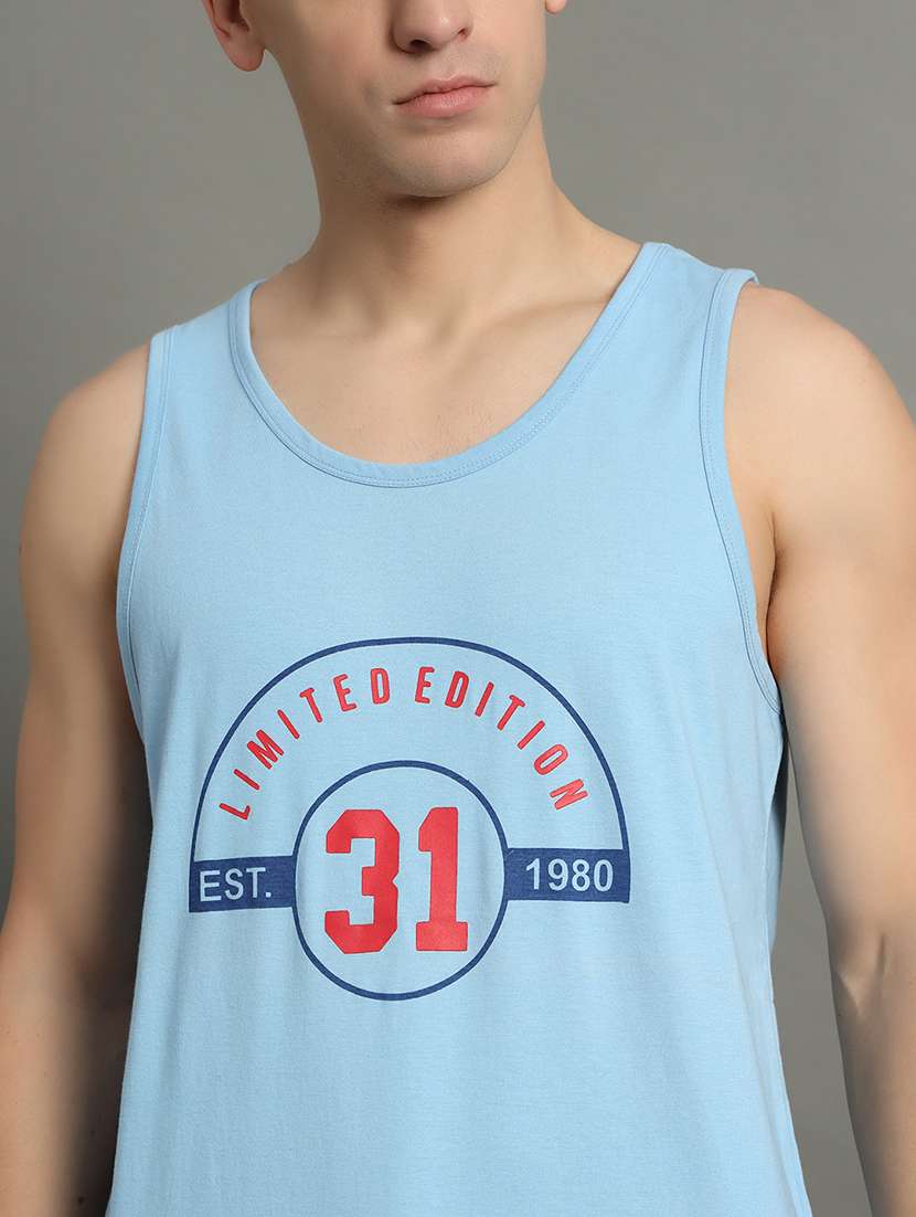 men typographic sleeveless regular fit t-shirt - 22358548 -  Standard Image - 3