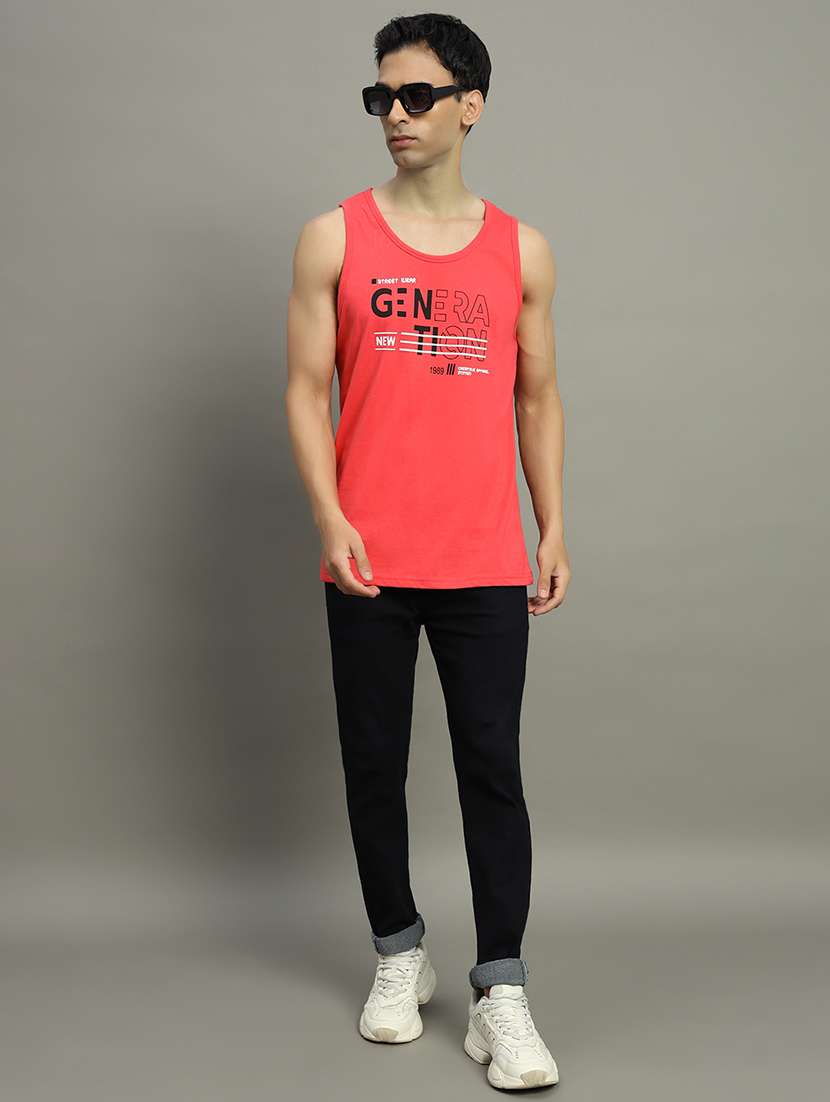 men typographic sleeveless regular fit t-shirt - 22358550 -  Standard Image - 3