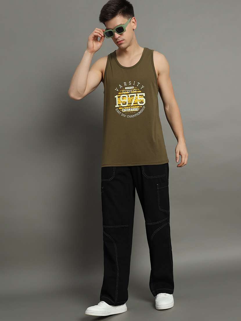 men typographic sleeveless regular fit t-shirt - 22358551 -  Standard Image - 3