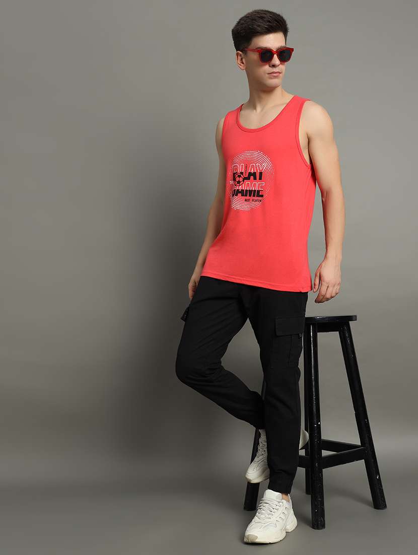 men typographic sleeveless regular fit t-shirt - 22358552 -  Standard Image - 3