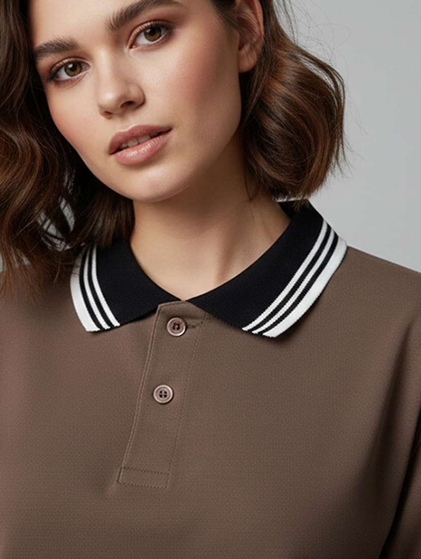 women solid short sleeve oversized polo t-shirt - 22358557 -  Standard Image - 3