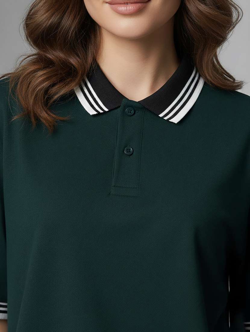 women solid short sleeve oversized polo t-shirt - 22358564 -  Standard Image - 3