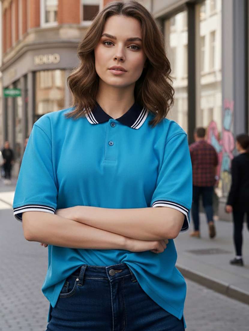 women solid short sleeve oversized polo t-shirt