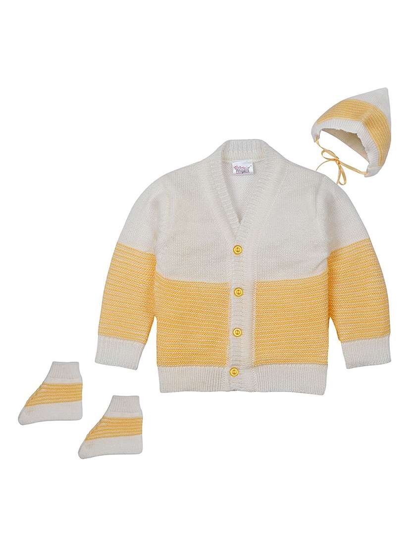kids self designed sweater with woolen socks & cap