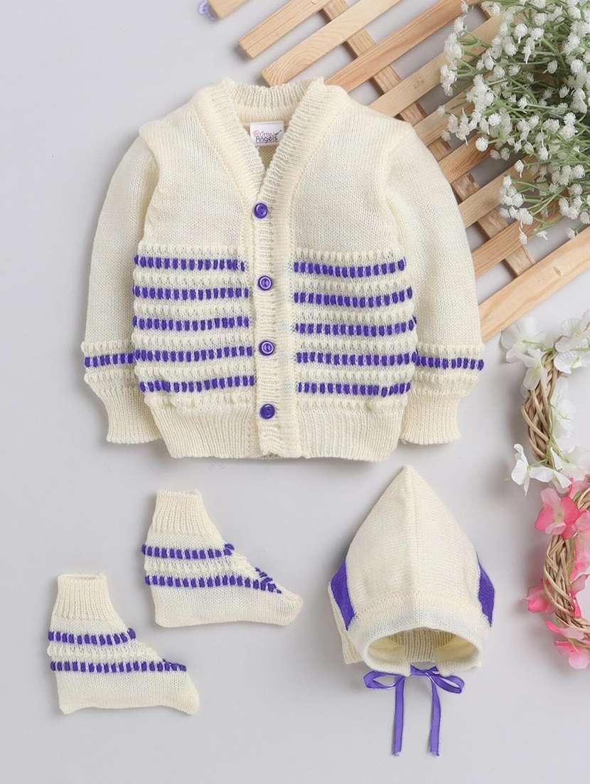 kids self designed sweater with woolen scoks & cap