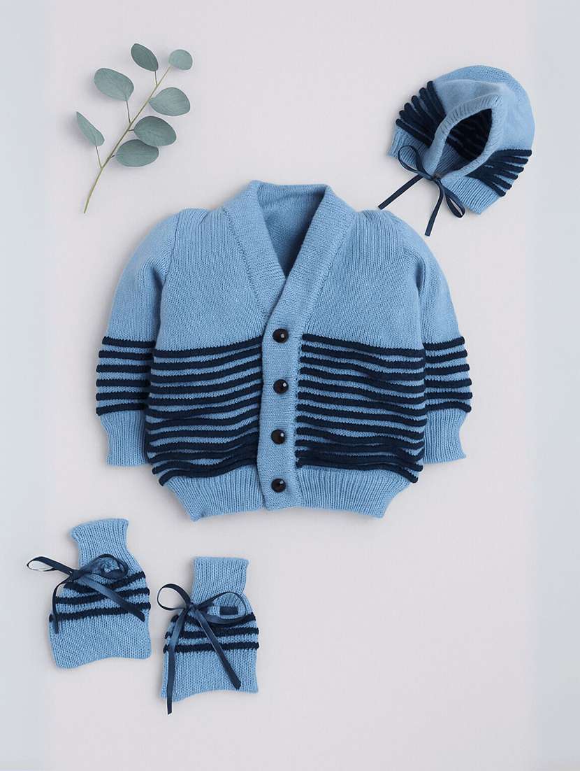 kids self designed sweater with woolen scoks & cap