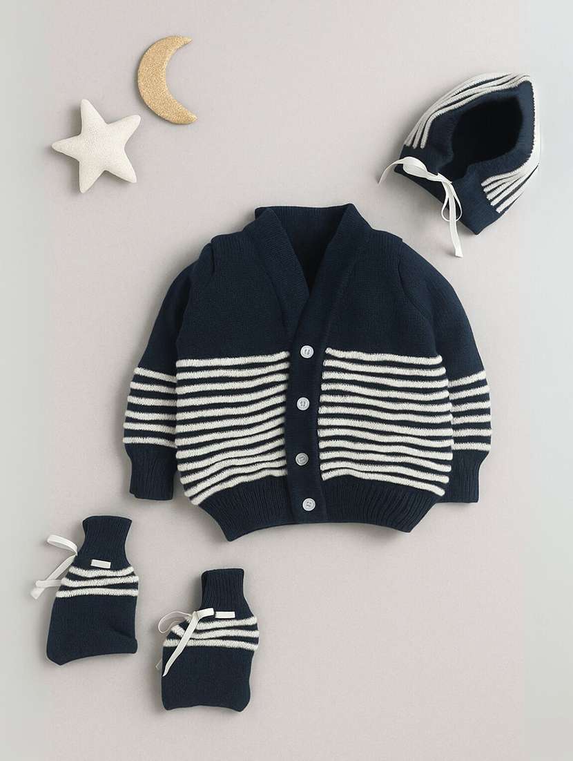 kids self designed sweater with woolen scoks & cap