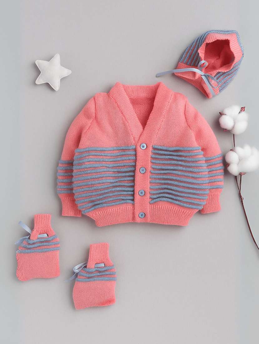 kids self designed sweater with woolen scoks & cap