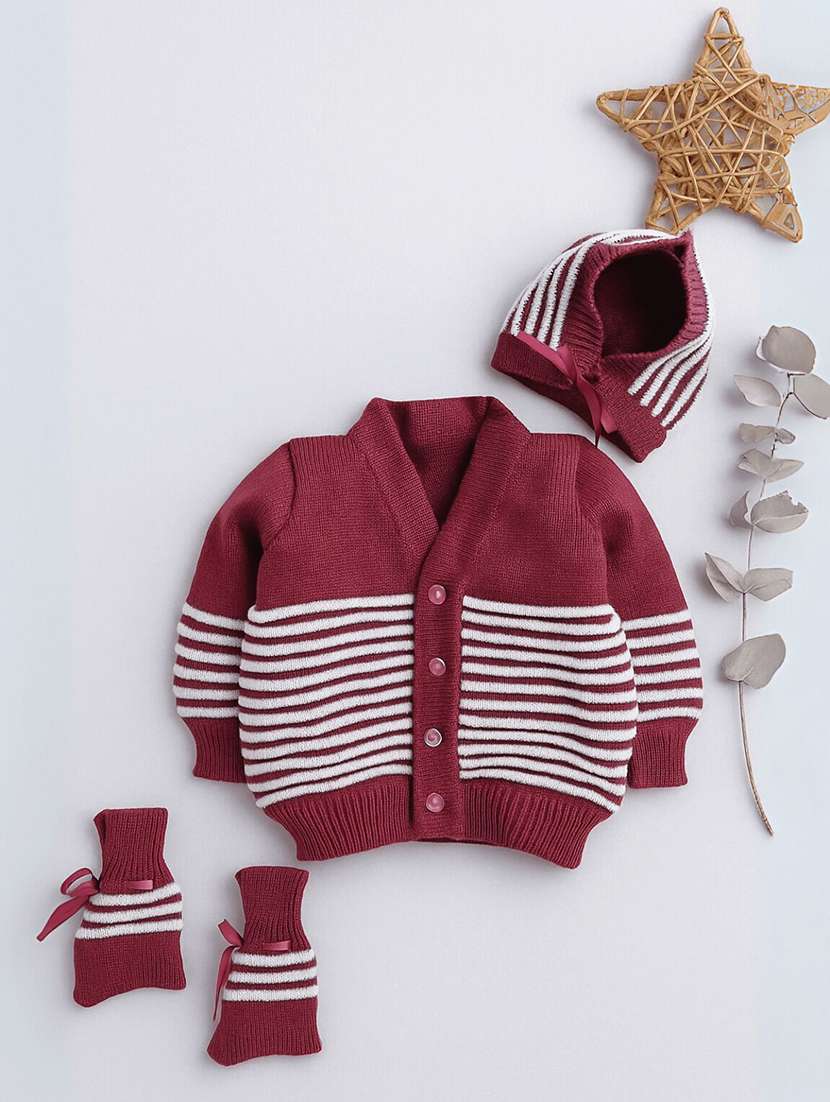 kids self designed sweater with woolen scoks & cap