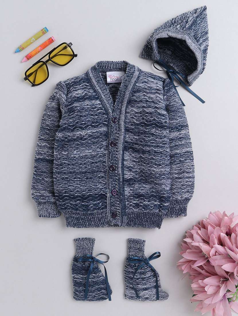 kids self designed sweater with woolen scoks & cap