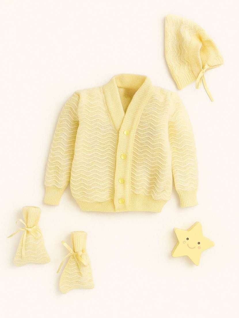 kids self designed sweater with woolen scoks & cap