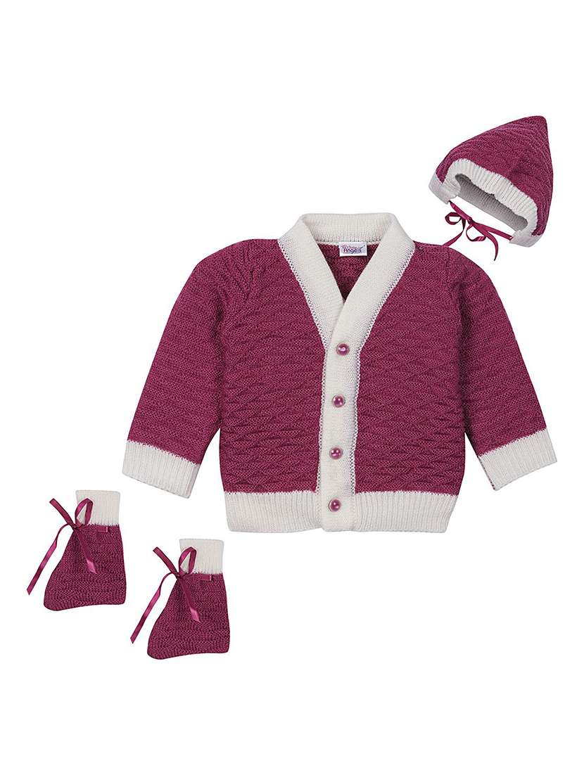 kids self designed sweater with woolen scoks & cap