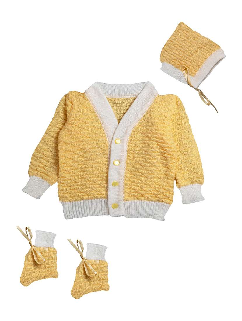 kids self designed sweater with woolen scoks & cap