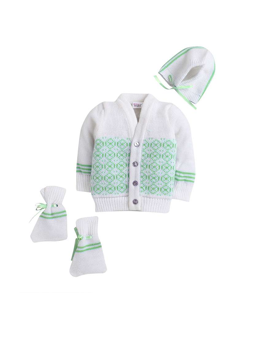 kids self designed sweater with woolen scoks & cap