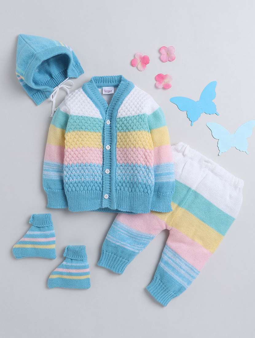 kids self designed sweater with woolen scoks & cap