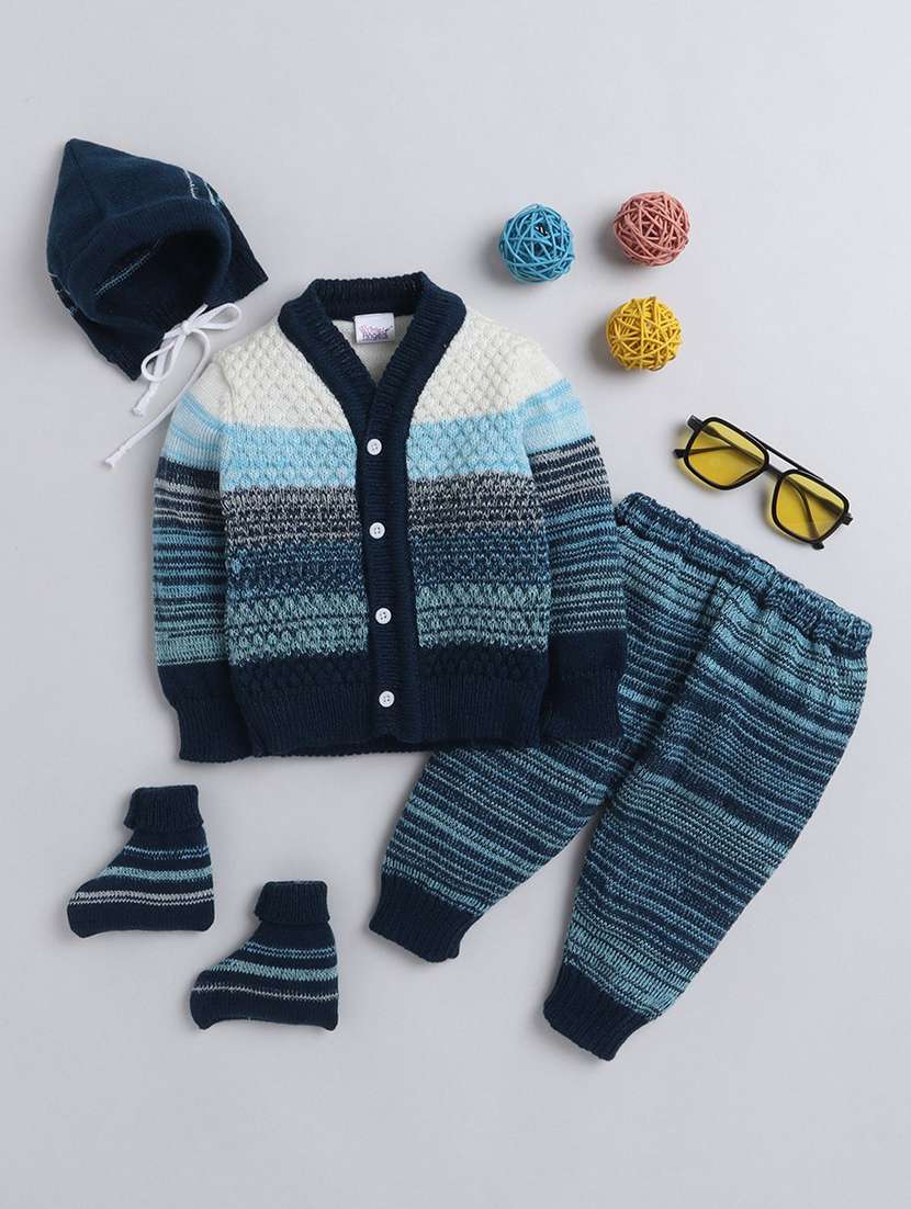kids self designed sweater with woolen scoks & cap