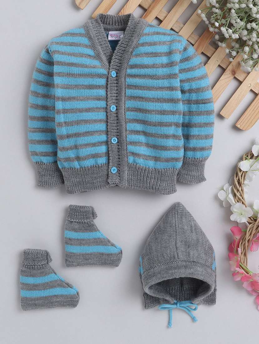 kids self designed sweater with woolen scoks & cap