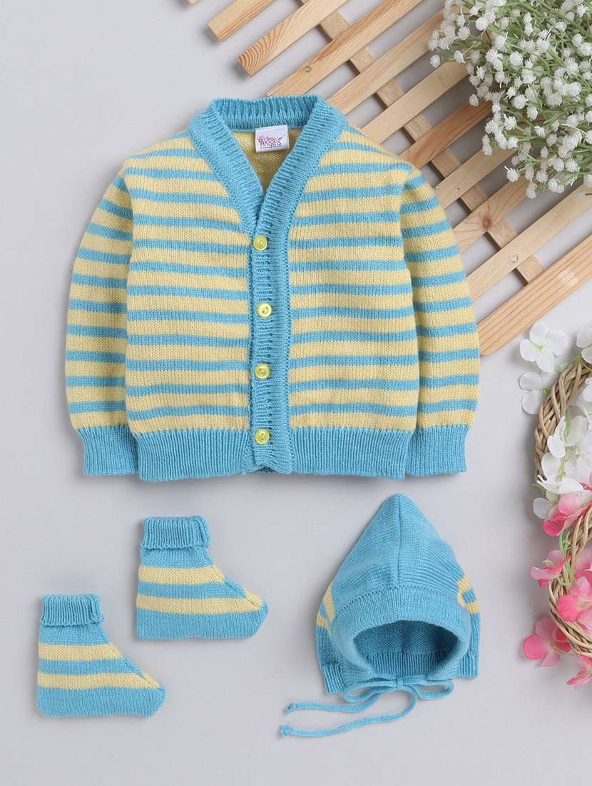 kids self designed sweater with woolen scoks & cap