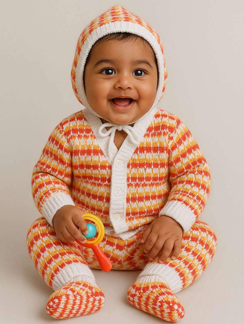 kids full length set with woolen cap and socks - 22358616 -  Standard Image - 3